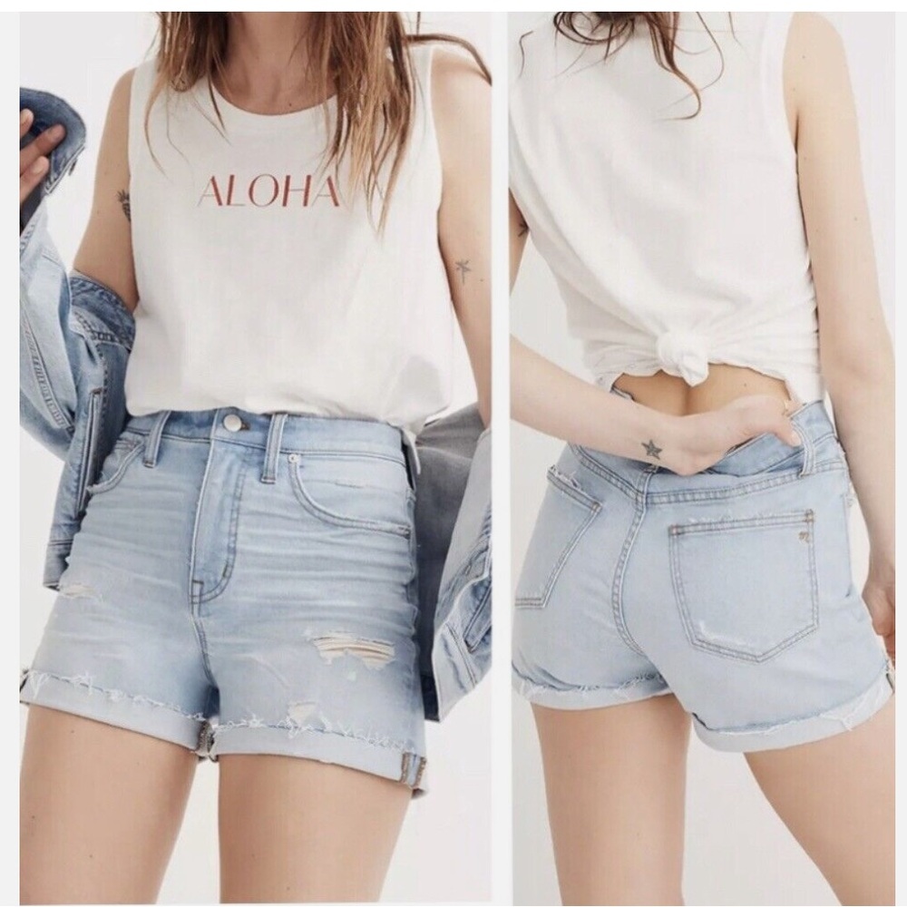 Madewell High-Rise Denim Shorts in Posey Wash